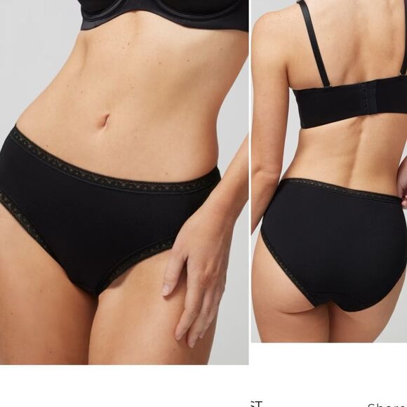 SOMA INTIMATES Cotton Modal Lace Trim Black Briefs Lot of 3-L NEW! - Picture 1 of 4